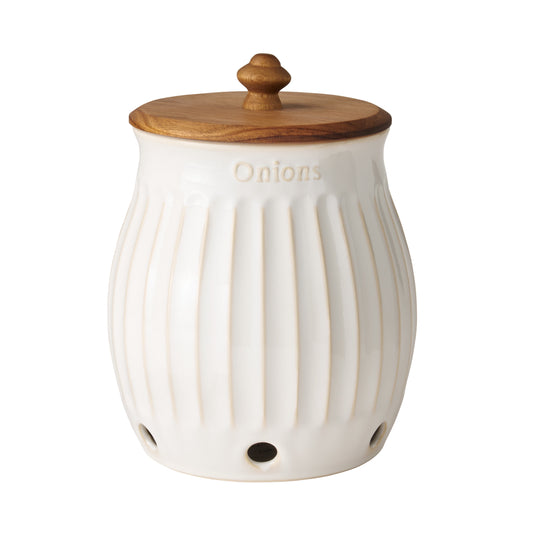 The Pioneer Woman Colette Stoneware Onion Keeper, White