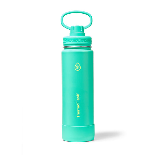 ThermoFlask 24 oz Double Wall Vacuum Insulated Stainless Steel Water Bottle with Chug Spout Lid, Screamin Green