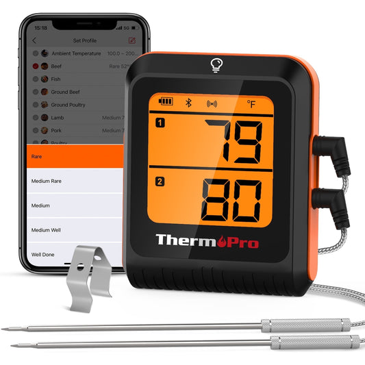 ThermoPro TP920W 650FT Wireless Bluetooth Meat Thermometer with Dual Probes for Oven Grilling BBQ