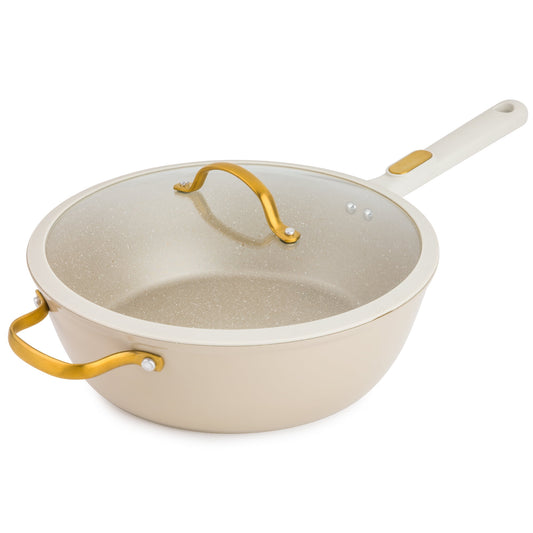 Thyme & Table 5-Quart Nonstick Aluminum Saute Pan - Taupe & Gold Granite Collection