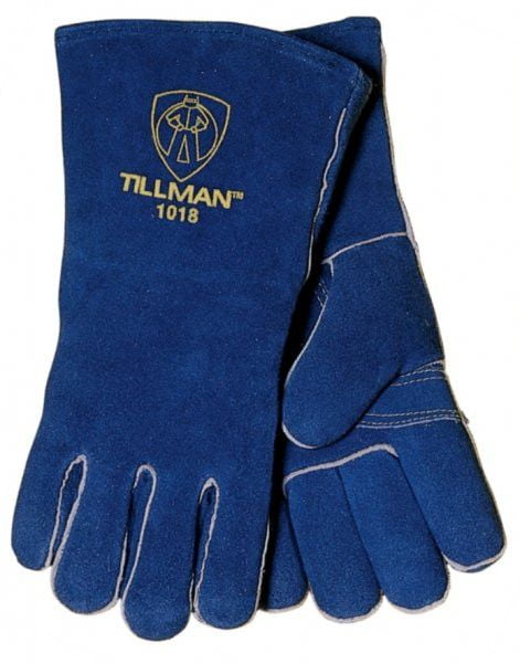 Tillman 1018L Blue Slightly Select Shoulder Split Cowhide Stick Welding Gloves, 14â€ length