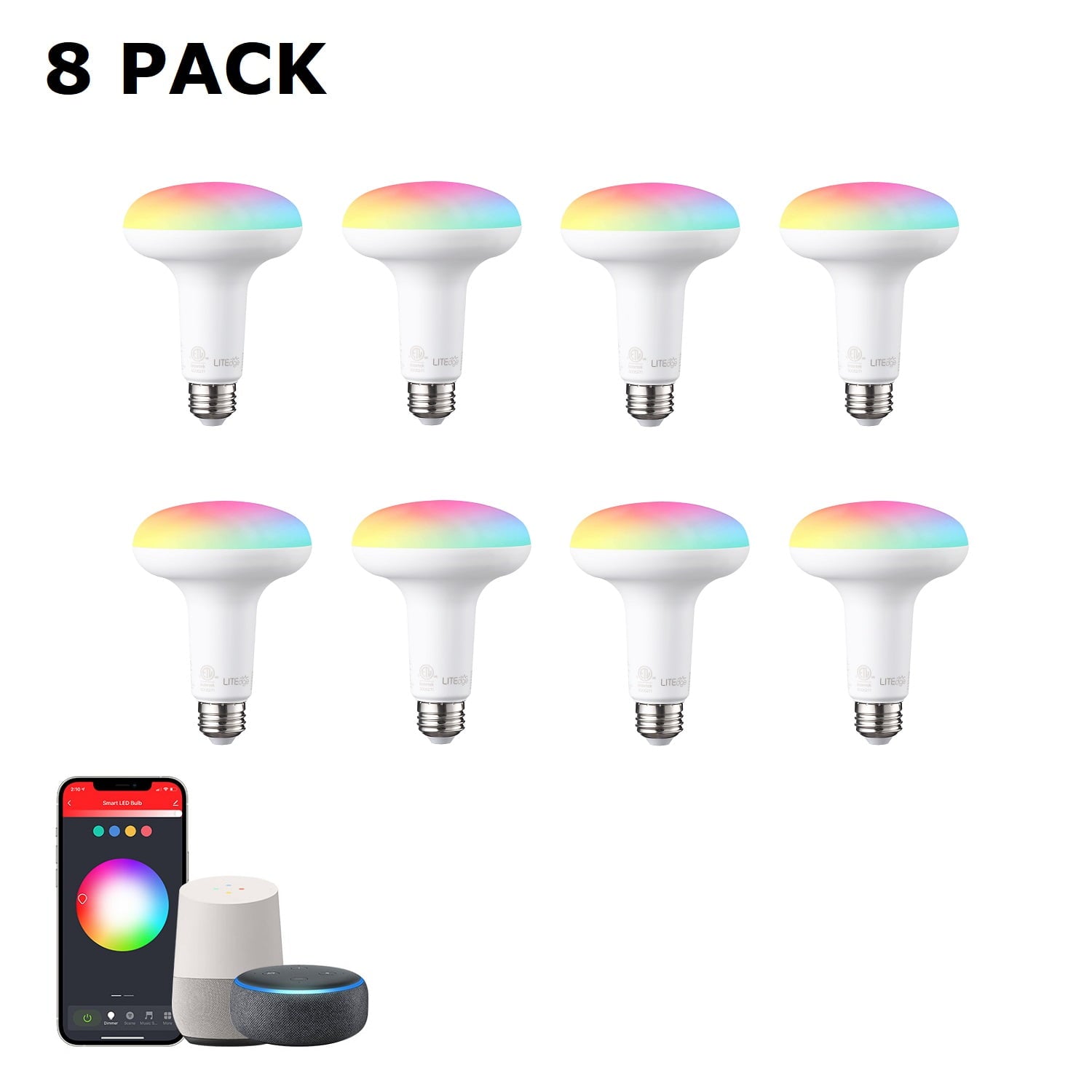 TorchStar 8-Pack LED Smart Flood Light Bulbs, WiFi & Bluetooth
