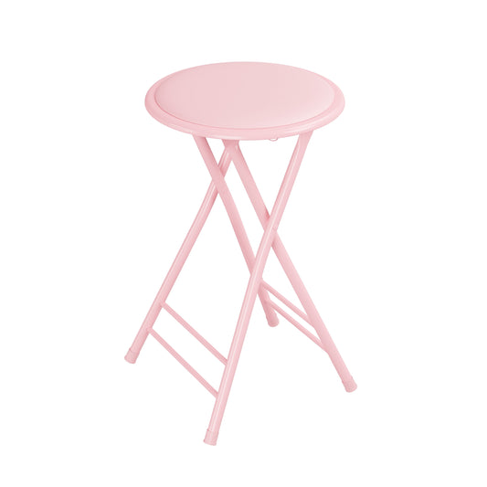 Lavish Home Backless 24-Inch Folding Stool with 225lb Capacity (Pink)