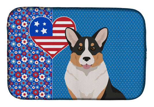 Tricolor Cardigan Corgi USA American Dish Drying Mat