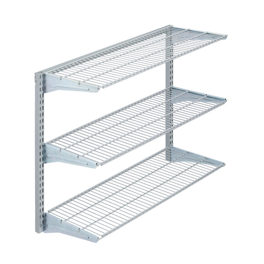 Triton ProductsÂ® Heavy-Duty 3 Tier Wire Shelf, Grey, 375 lb. Capacity