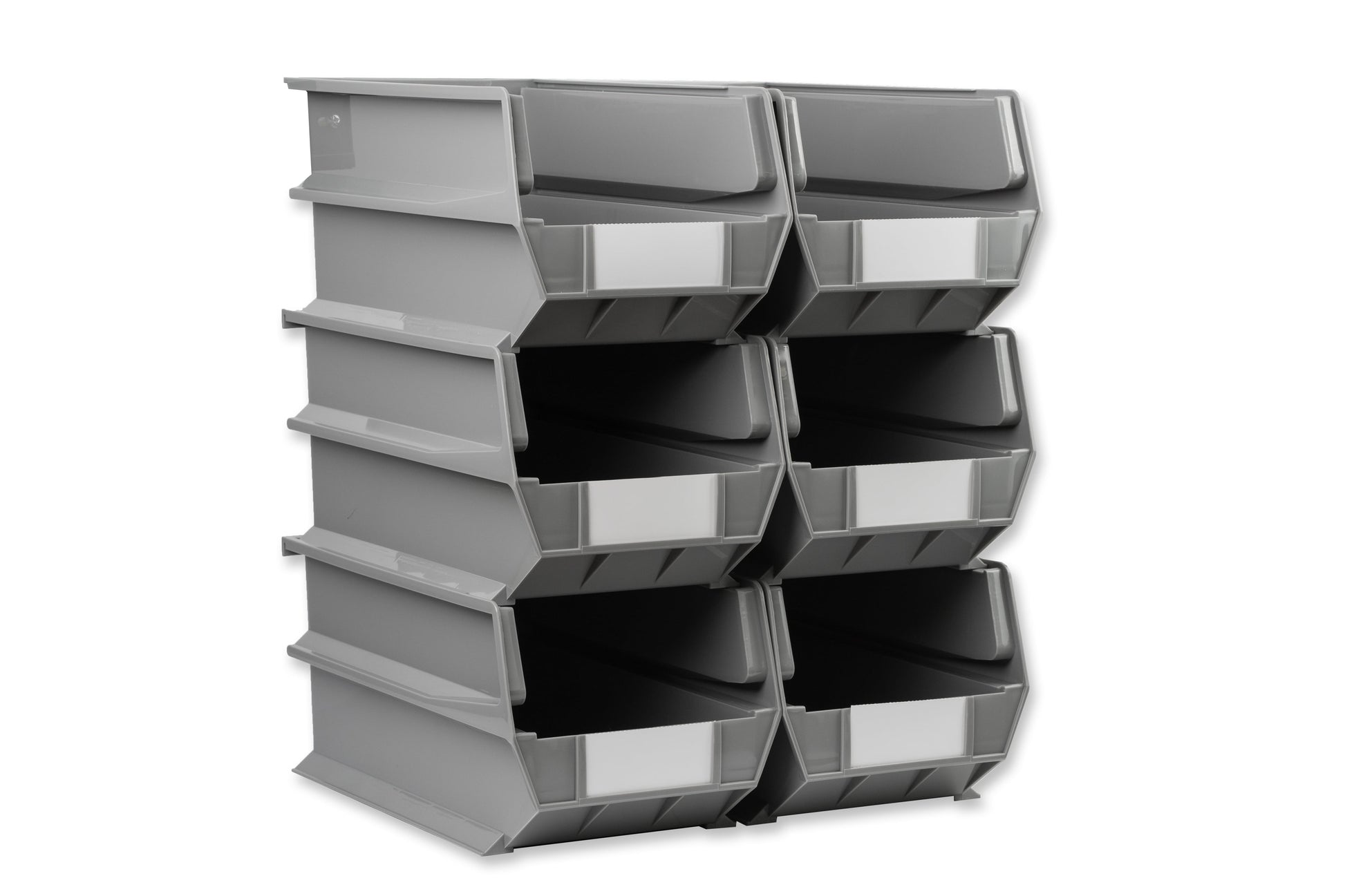 Triton Products LocBin 14-3/4 In. L x 8-1/4 In. W x 7 In. H Gray Stacking, Hanging, Interlocking Polypropylene Bins, 6 CT