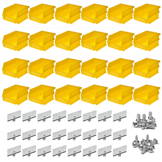 Triton ProductsÂ® LocBin 5-3/8"L x 4-1/8"W x 3"H Yellow Polypropylene Hanging Bin & BinClip Kits, 24ct