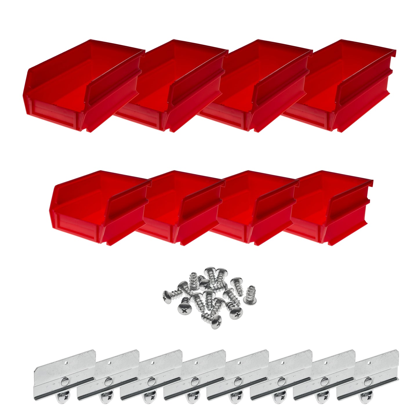 Triton ProductsÂ® LocBin Kits de Contenedor Colgante y Pinzas de Polipropileno, (4) PequeÃ±o 5-3/8"L x 4-1/8"W x 3"H y (4) Mediano 7-3/8"L x 4-1/8"W x 3" H