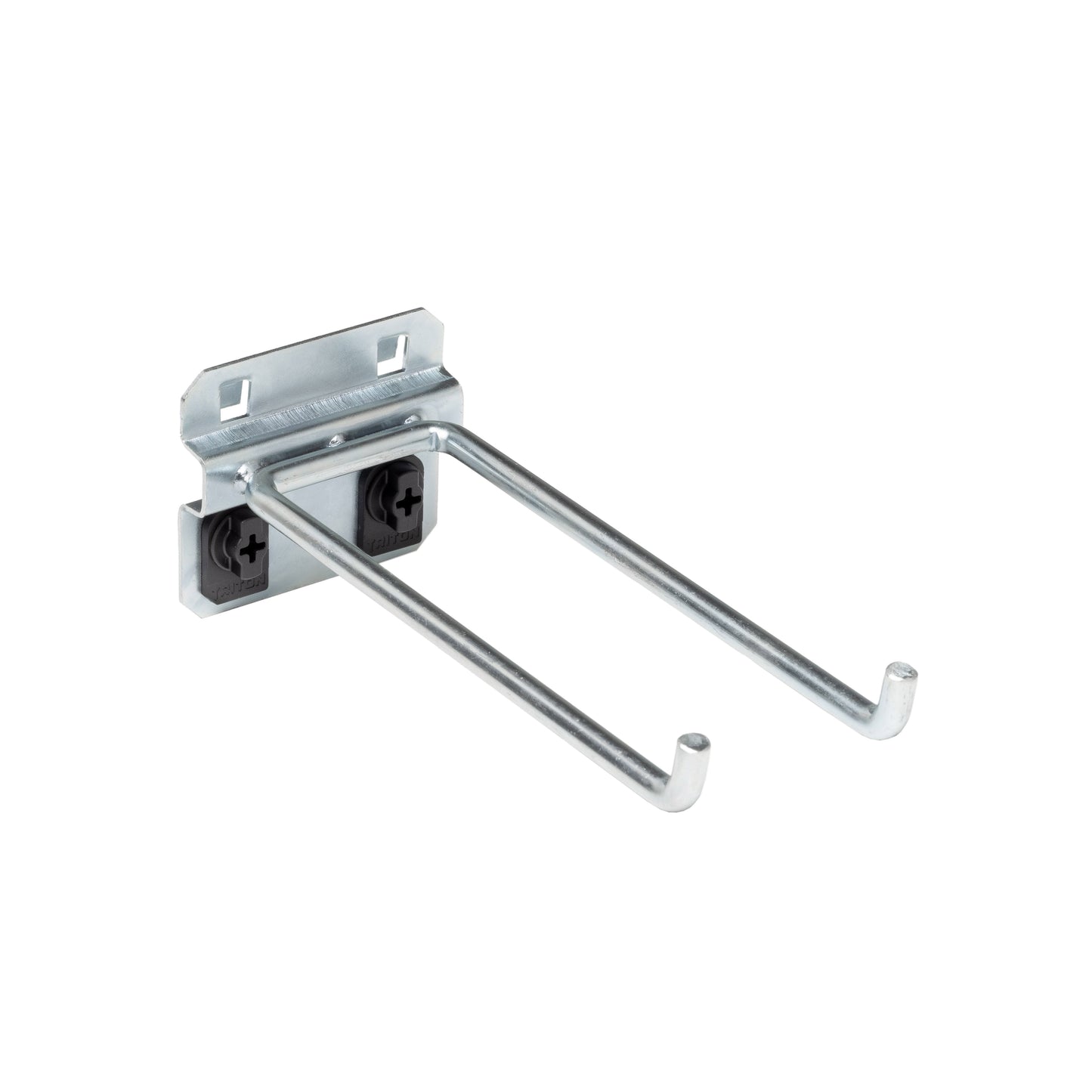 Triton ProductsÂ® LocHook 5-3/4" Double Rod 80-Degree Bend Zinc Plated Steel Pegboard Hook for LocBoard, 5pk