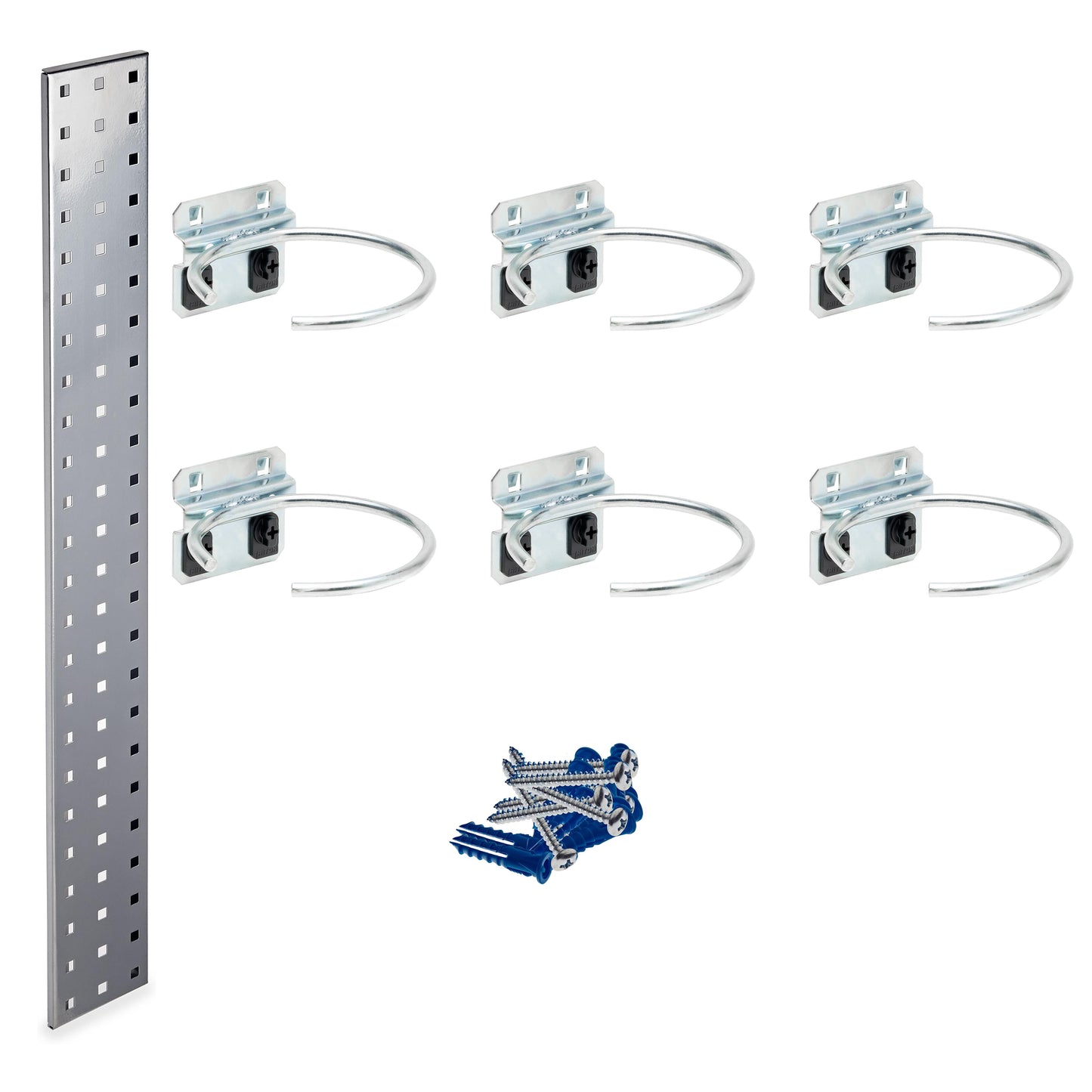 Triton ProductsÂ® Silver Pneumatic Tool Pegboard Kit with (1) 36 In. x 4.5 In. Steel Square Hole Pegboard and 6 pc LocHook Assortment