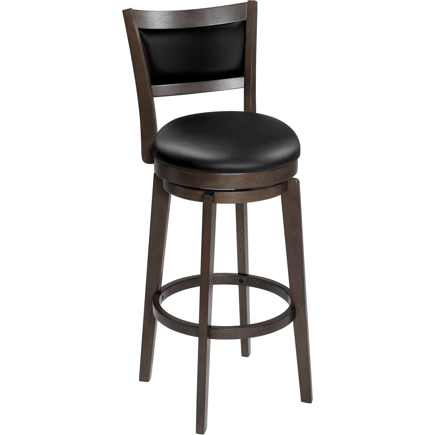 TrumanPick Counter Height Swivel Barstool 32" Seat Bar Stools High Back Leather Bar Chairs for Kitchen Island Cappuccino Finish, 4 Pack