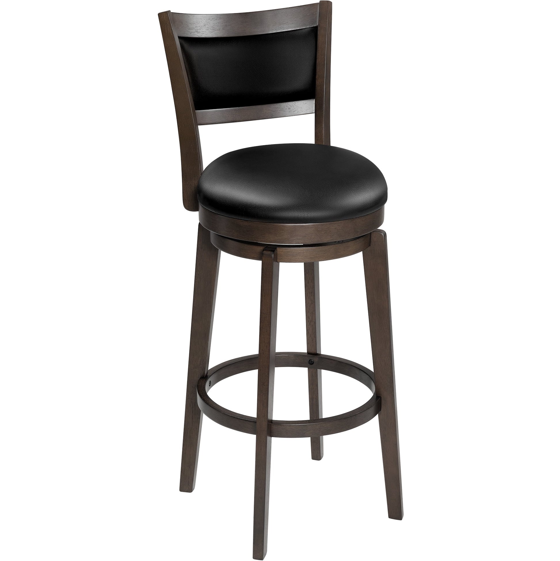 TrumanPick Counter Height Swivel Barstool 32" Seat Bar Stools High Back Leather Bar Chairs for Kitchen Island Cappuccino Finish, 4 Pack