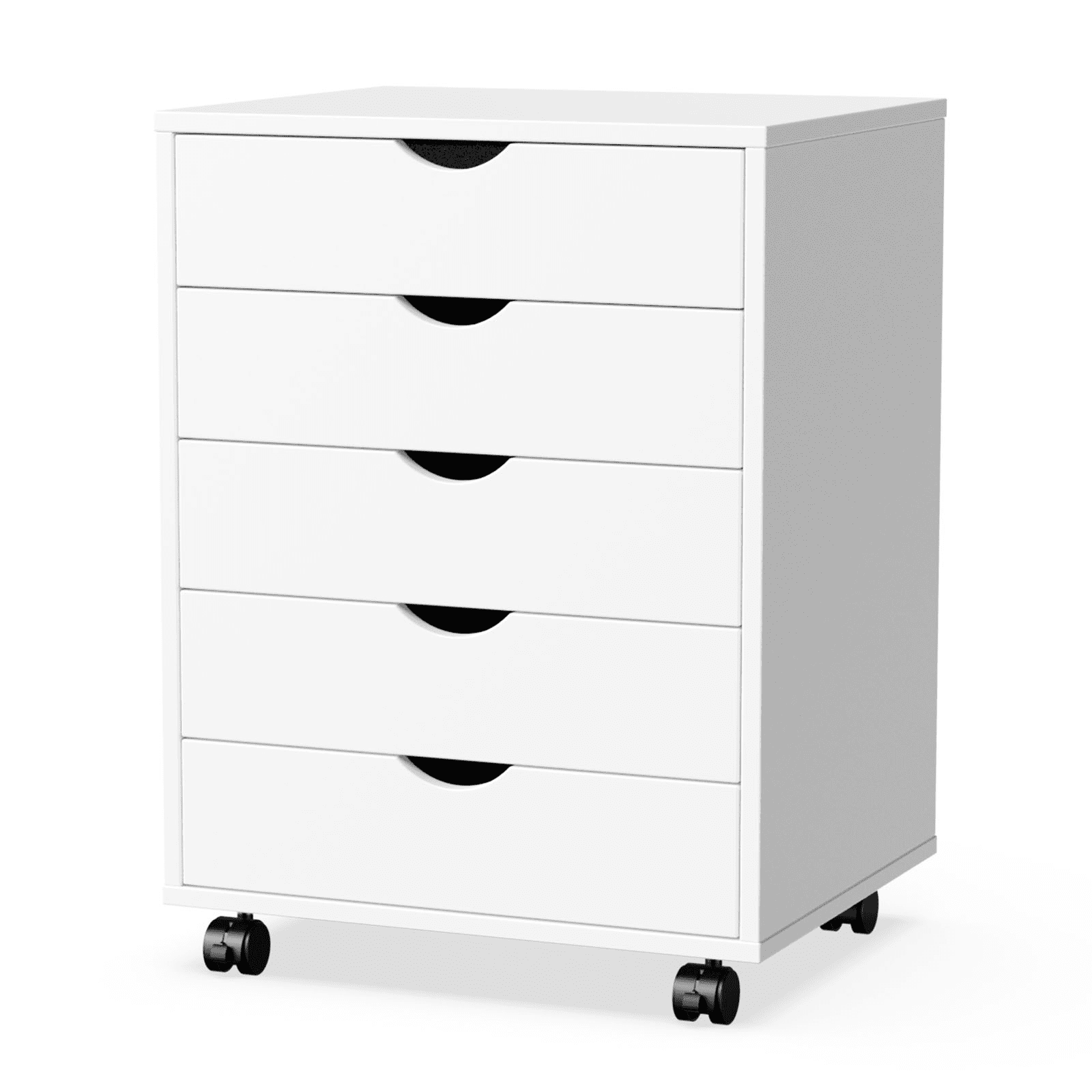 TrumanPick CÃ³moda Blanca con Ruedas, CÃ³modas de 5 Cajones para Gabinetes de Almacenamiento de Dormitorio, CÃ³moda de Madera, Gabinete MÃ³vil Organizador de HabitaciÃ³n, 18.7"D x 15.7"W x 25.3"H