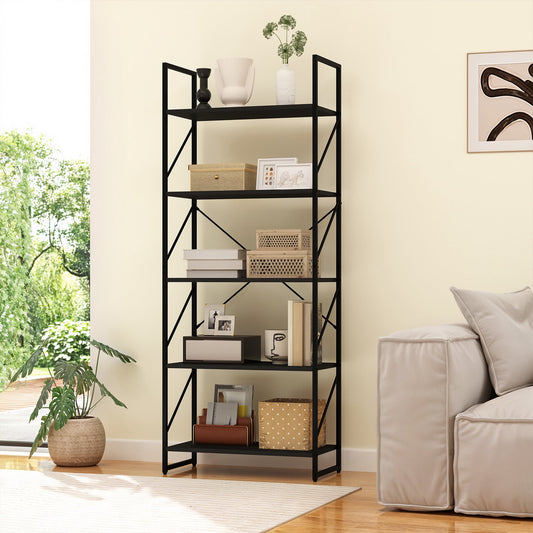 Uforic 5 Tier Bookshelf, Classically Home Office Bookcase Shelf Storage Organizer, Book Rack,Black