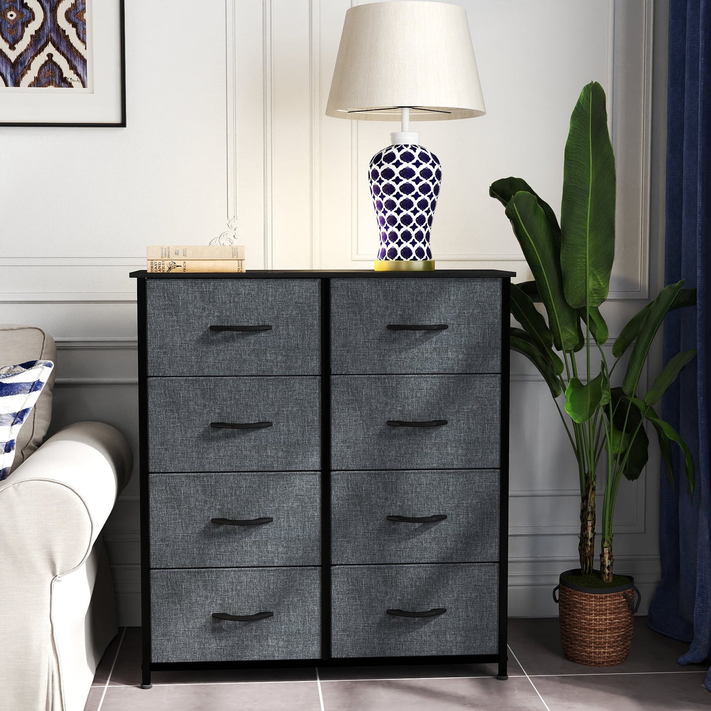 Uforic 8-Drawer Fabric Dresser for Adults & Teens, Storage Chest for Bedroom or Living Room, Gray