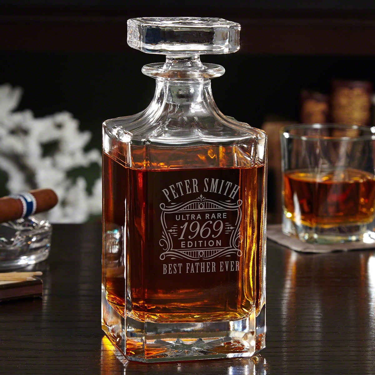 Ultra Rare Edition Engraved Carson Whiskey Decanter