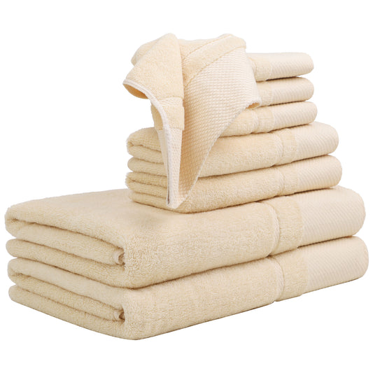 Unique Bargains 100% Combed Cotton 8 Piece Towel Set Soft 600 GSM Luxury Absorbent Steel Blue