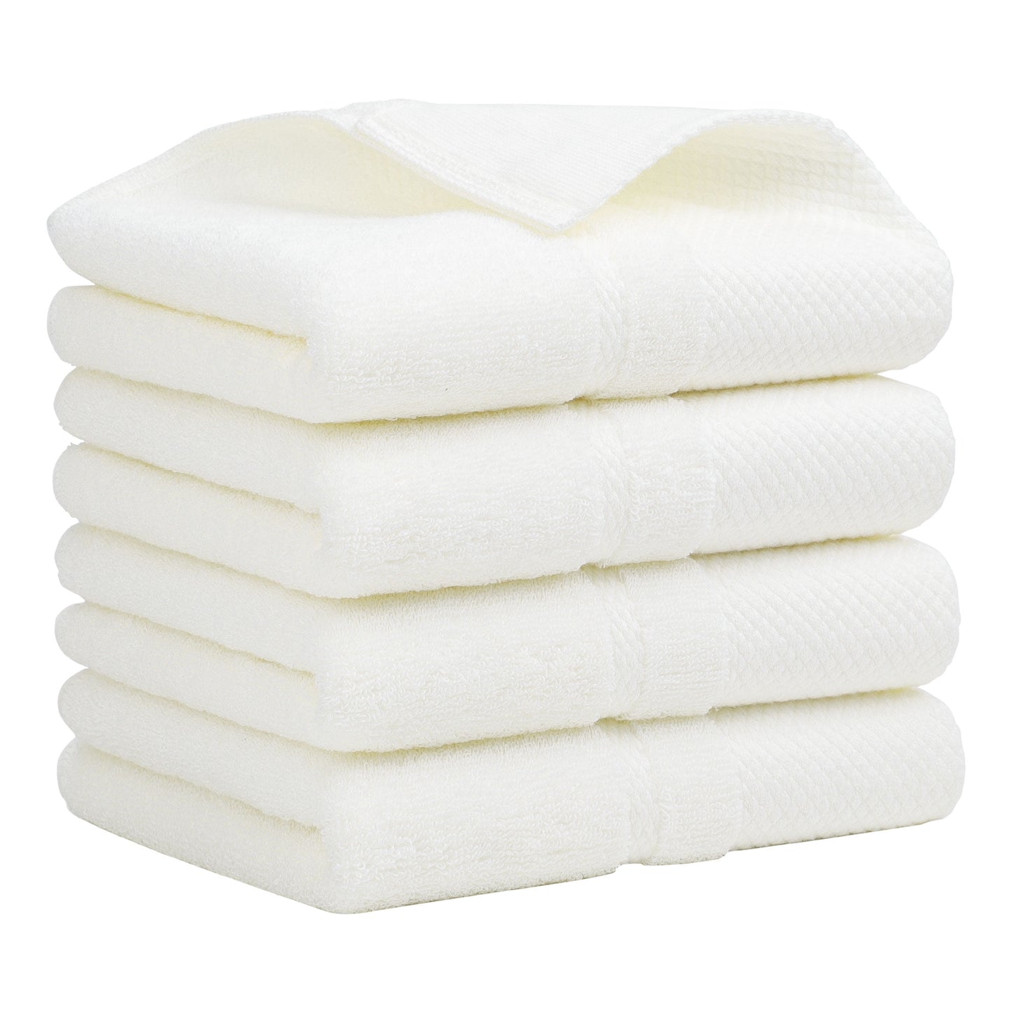 Unique Bargains 100% Cotton Absorbent Hand Towel Set 14"x30" Beige 4 Pcs