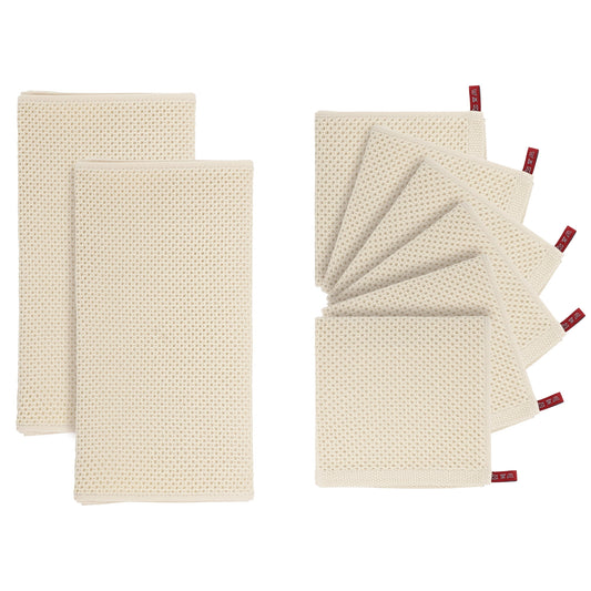 Unique Bargains 100% Cotton Waffle Kitchen Towels Dishcloths Set of 8 Beige