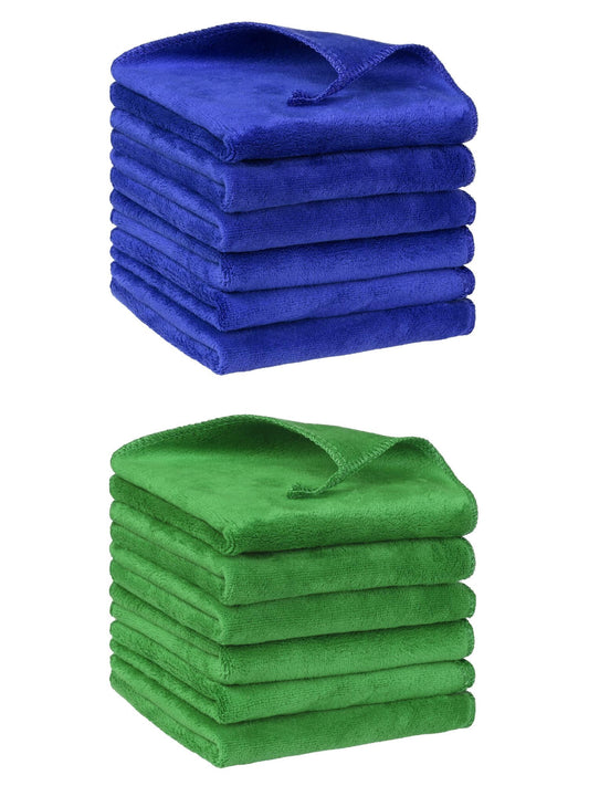 Unique Bargains 12"x12" Microfiber Thick Absorbent Dishwashing Kitchen Towels Purple,Green