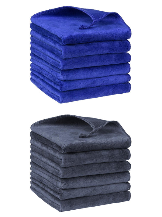 Unique Bargains 12"x12" Microfiber Thick Absorbent Dishwashing Kitchen Towels Blue, Grey