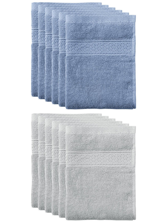 Unique Bargains 13"x13" Absorbent Cotton Dish Kitchen Plain Towels Blue Gray, Light Gray