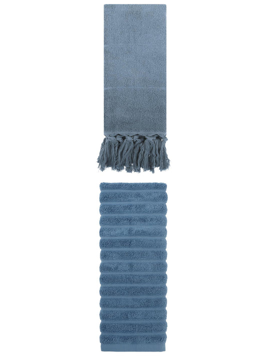 Unique Bargains 2 Pack Solid Absorbent Soft Cotton Hand Towels 14" x 30" Blue