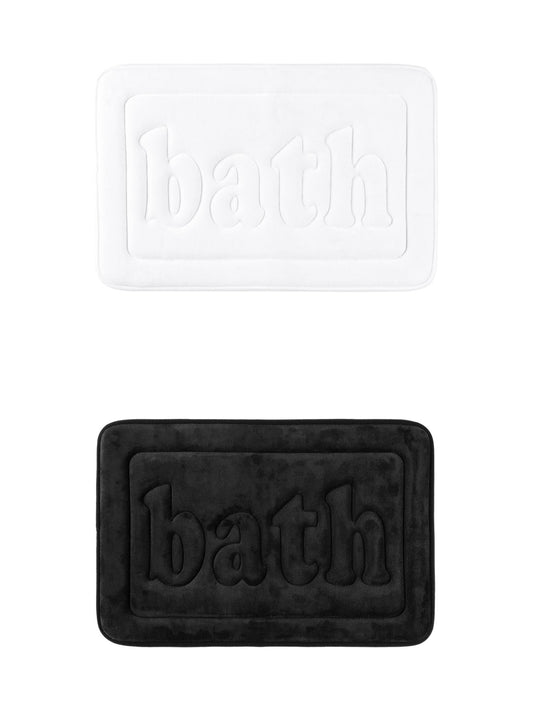 Unique Bargains 2 Pcs Bath Mat Non Skid Bottom Bath Rugs Black/White 20" x 32"