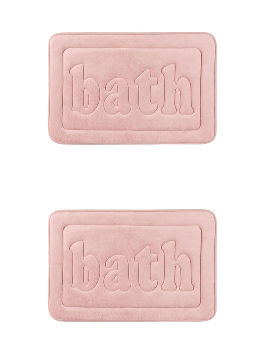Unique Bargains 2 Pcs Bath Mat Non Skid Bottom Bath Rugs Pink 16" x 24"/20" x 32"