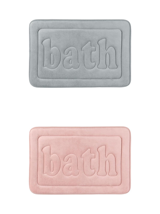 Unique Bargains 2 Pcs Bath Mat Non Skid Bottom Bath Rugs Pink/Light Grey 20" x 32"