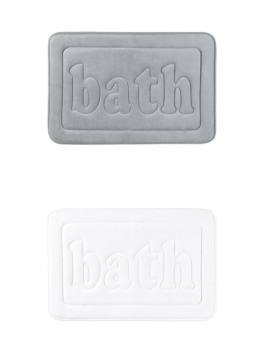 Unique Bargains 2 Pcs Bath Mat Non Skid Bottom Bath Rugs White/Light Grey 20" x 32"