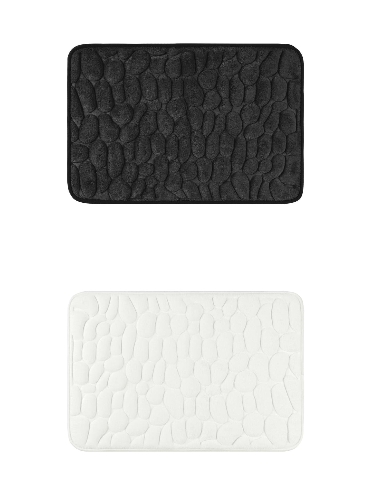 Unique Bargains 2 Pcs Bath Mat Quick Dry Bath Mats Black/Milky White 20" x 32"