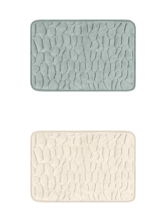 Unique Bargains 2 Pcs Bath Mat Quick Dry Bath Mats Khaki/Grey 16" x 24"