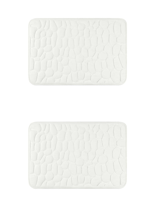 Unique Bargains 2 Pcs Bath Mat Quick Dry Bath Mats Milky White 16" x 24"/20" x 32"