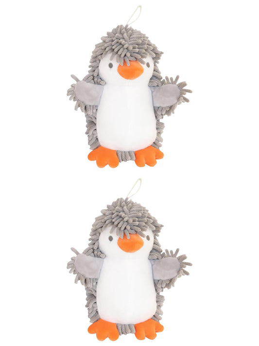Unique Bargains 2 Pcs Cartoon Hand Towels 8" x 8" Grey