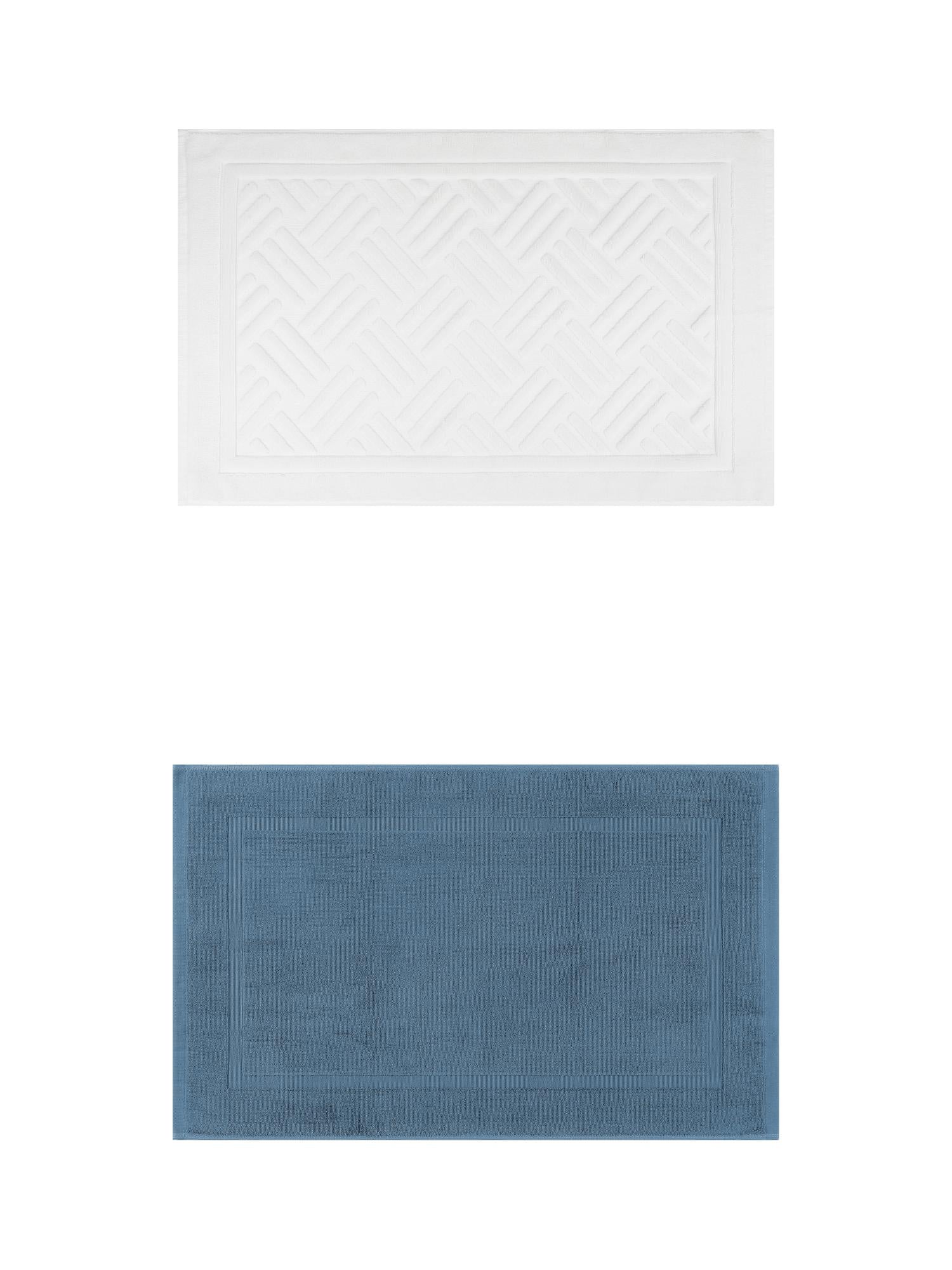 Unique Bargains 2 Pcs Cotton Banded Reversible Soft Bath Rug Dark Blue/Beige 20" x 32"