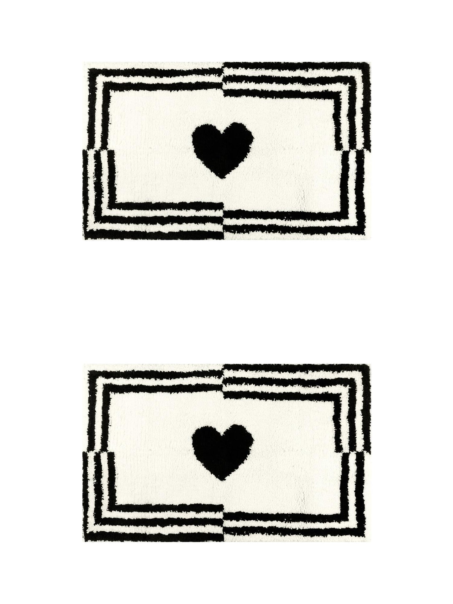 Unique Bargains 2 Pcs Cute Heart Pattern Bath Rugs Soft Absorbent Non-Slip Bath Mats Beige 16" x 24"