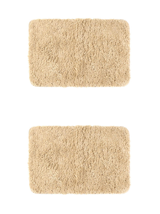 Unique Bargains 2 Pcs Extra Soft Thick Microfiber Non-Slip Plush Bath Mats Khaki 20" x 32"