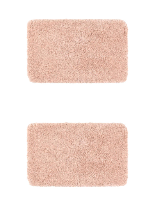 Unique Bargains 2 Pcs Extra Soft Thick Microfiber Non-Slip Plush Bath Mats Pink 20" x 32"