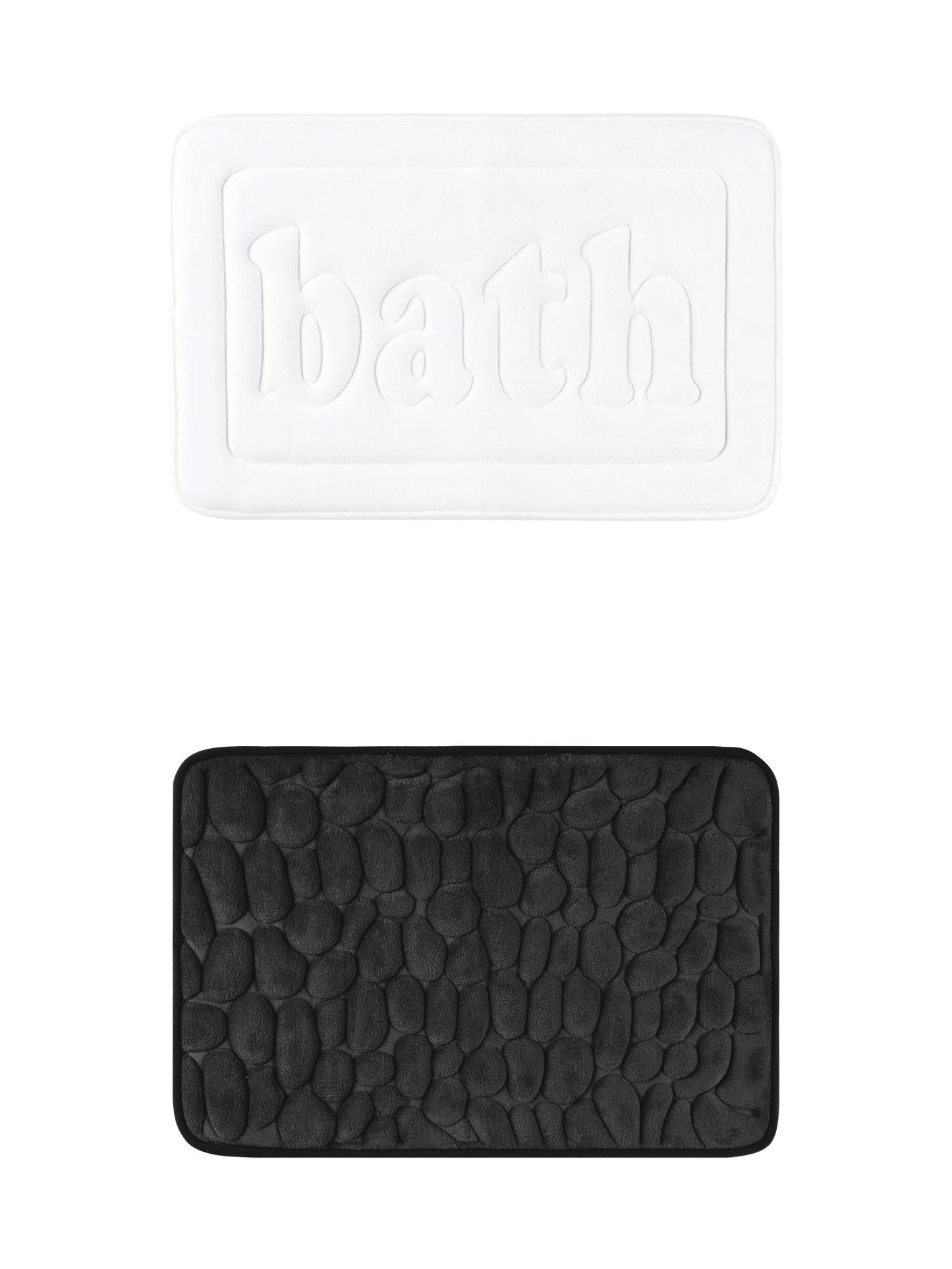 Unique Bargains 2 Pcs Memory Foam Absorbent Bathroom Rugs Black/White 16" x 24"