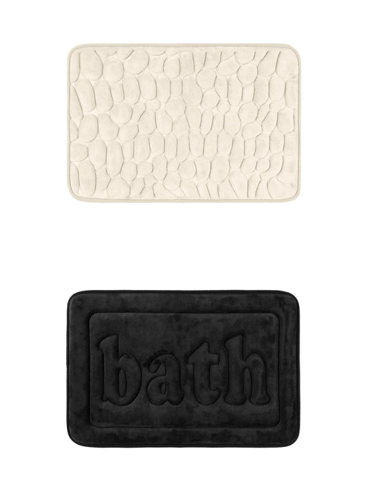Unique Bargains 2 Pcs Memory Foam Absorbent Bathroom Rugs Khaki/Black 20" x 32"