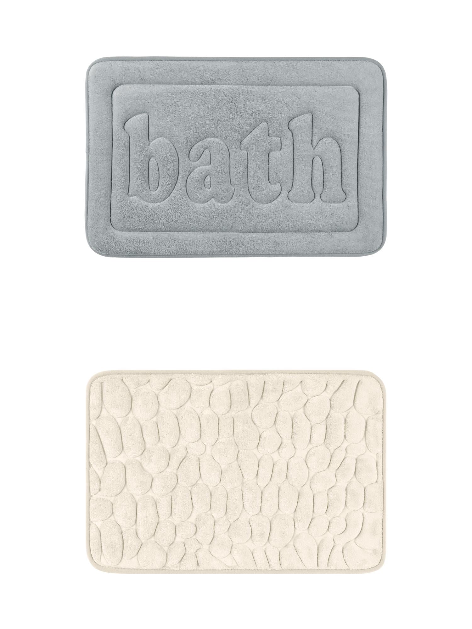 Unique Bargains 2 Pcs Memory Foam Absorbent Bathroom Rugs Khaki/Light Grey 20" x 32"