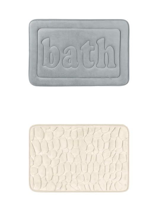 Unique Bargains 2 Pcs Memory Foam Absorbent Bathroom Rugs Khaki/Light Grey 20" x 32"
