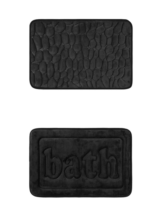 Unique Bargains 2 Pcs Memory Foam Rugs Black 20" x 32"