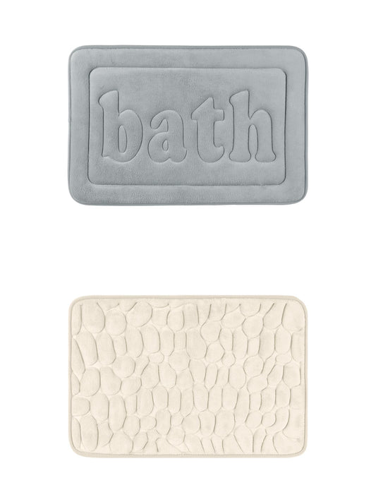 Unique Bargains 2 Pcs Memory Foam Rugs Khaki/Light Grey 16" x 24"