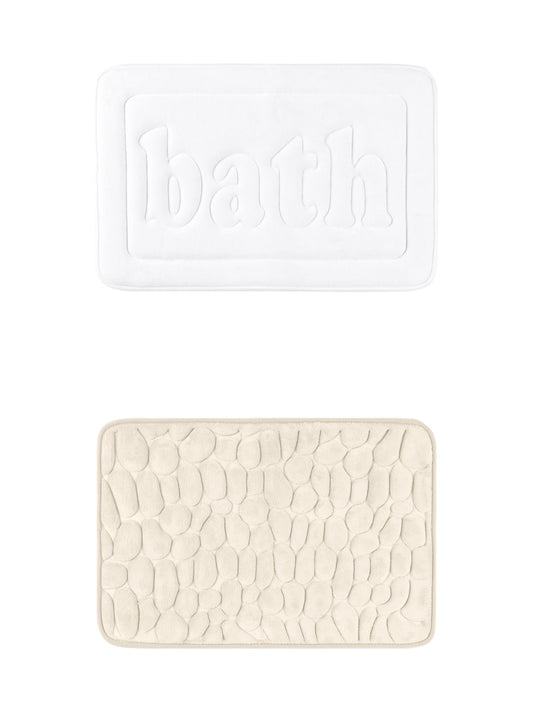 Unique Bargains 2 Pcs Memory Foam Rugs Khaki/White 20" x 32"