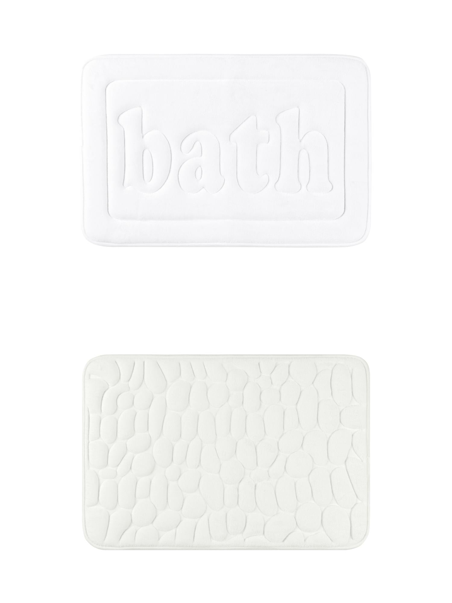 Unique Bargains 2 Pcs Memory Foam Rugs Milky White/White 16" x 24"
