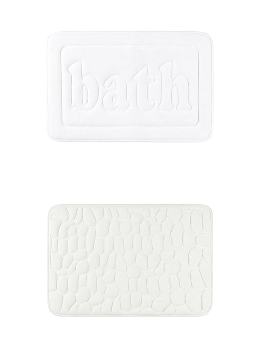 Unique Bargains 2 Pcs Memory Foam Rugs Milky White/White 16" x 24"