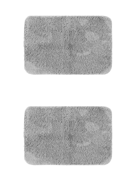Unique Bargains 2 Pcs Non-Slip Extra Soft Plush Quick Dry Anti Skid Shaggy Bath Mats Grey 20" x 32"