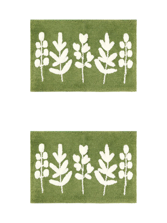 Unique Bargains 2 Pcs Non-Slip Quick Dry Bath Rugs Leaves-2 20" x 32"/18" x 26"